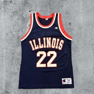 Illinois Fighting Illini Vintage 90s Kiwane Garris Champion Basketball Jersey 40